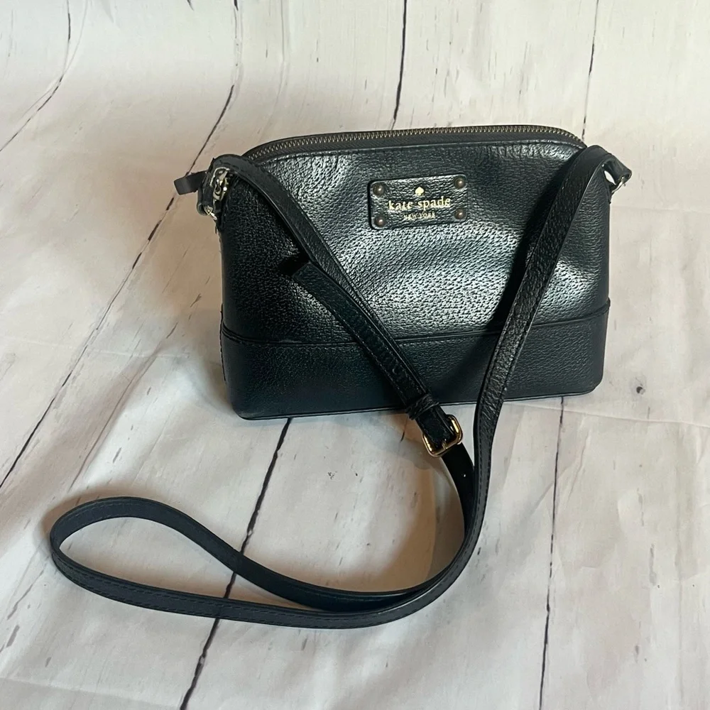 Kate Spade Black Wellesley Hanna Leather Crossbody Bag - Hot Pink Interior